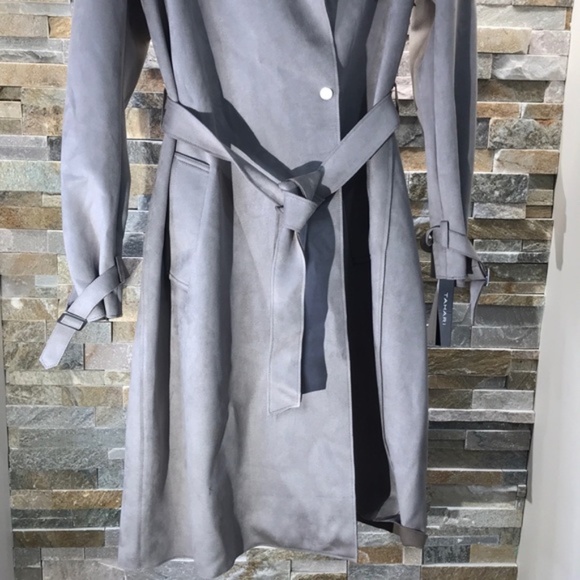 T Tahari Mel Faux Suede Trench Coat - Picture 7 of 13